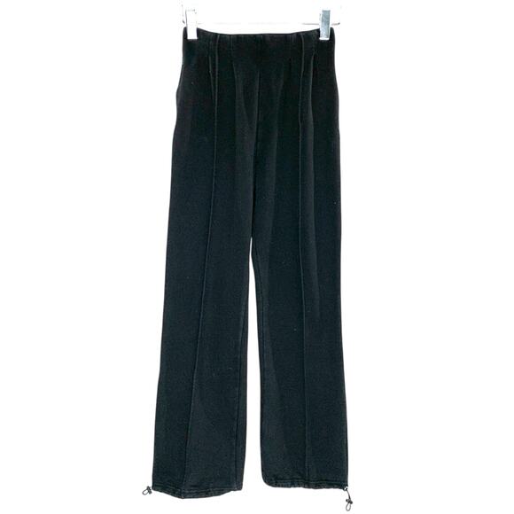Maniere De Voir 8 Womens Fleece Pants Wide Leg Black Drawstring Hem *flaw - Picture 1 of 9